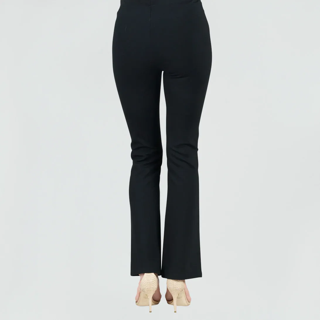 Ponte Knit - Kick Front Slit Pant - Black