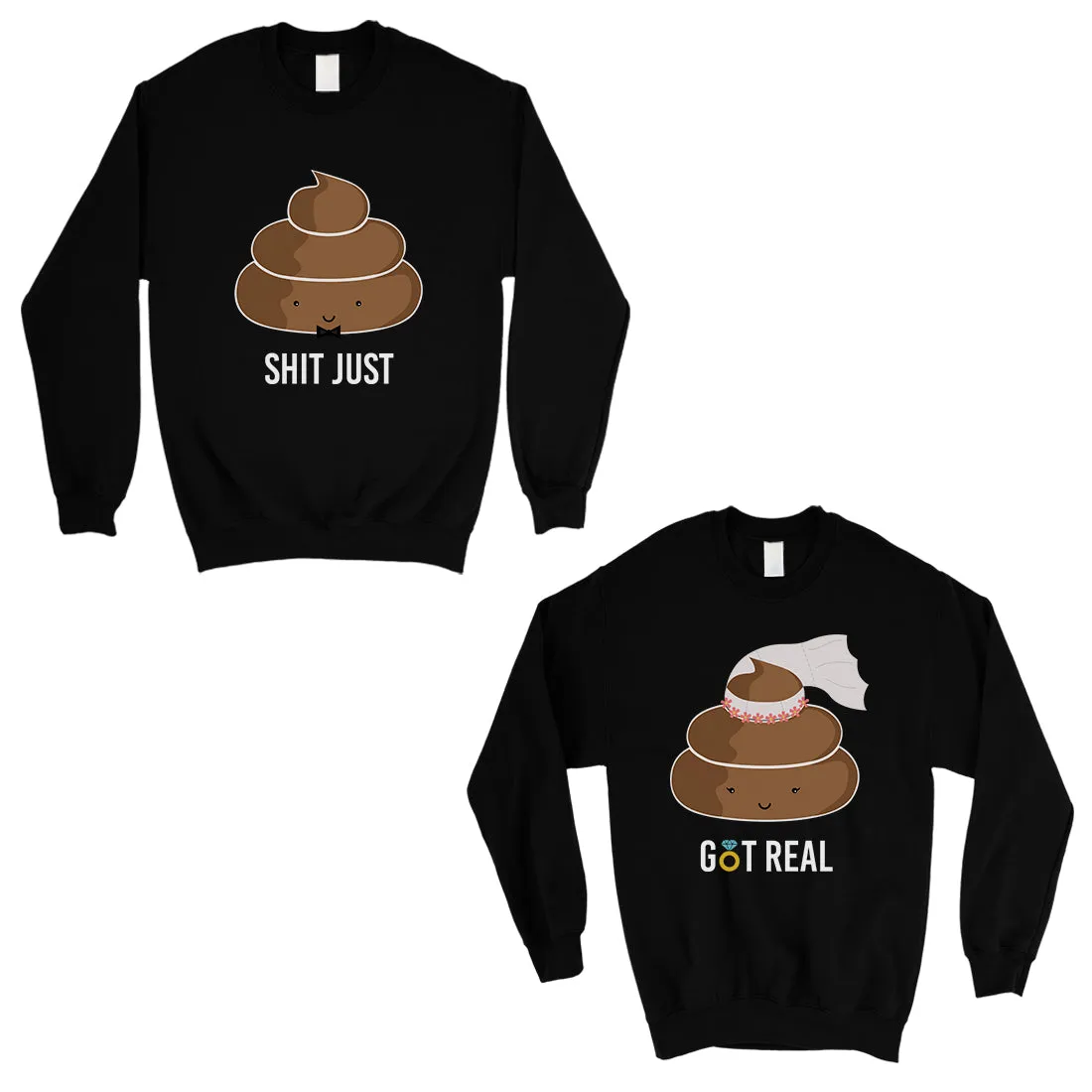 Poop Shit Got Real Matching Sweatshirt Pullover Unique Couples Gift