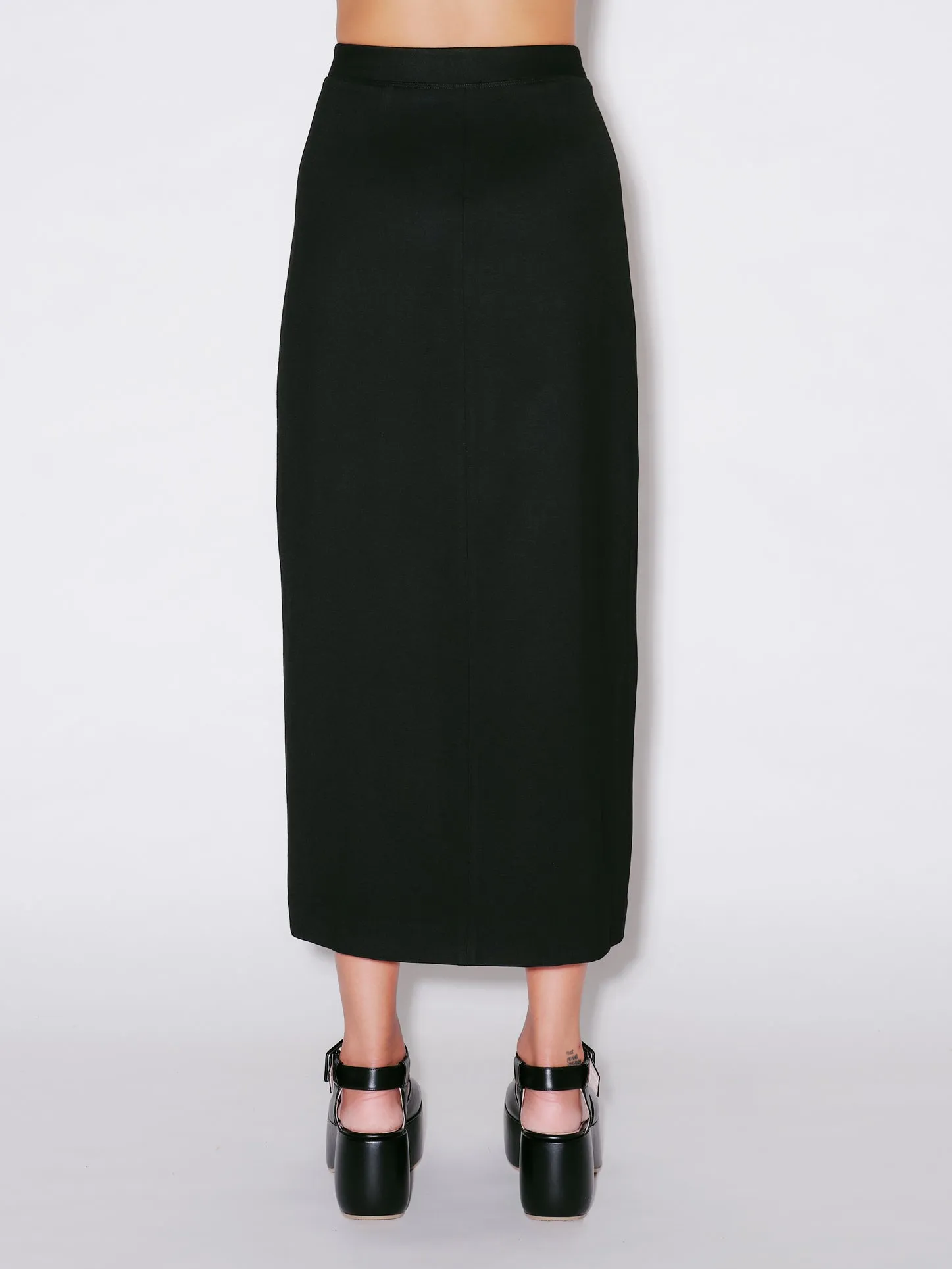 PULL-ON WRAP FRONT SKIRT - SOLID INTERLOCK