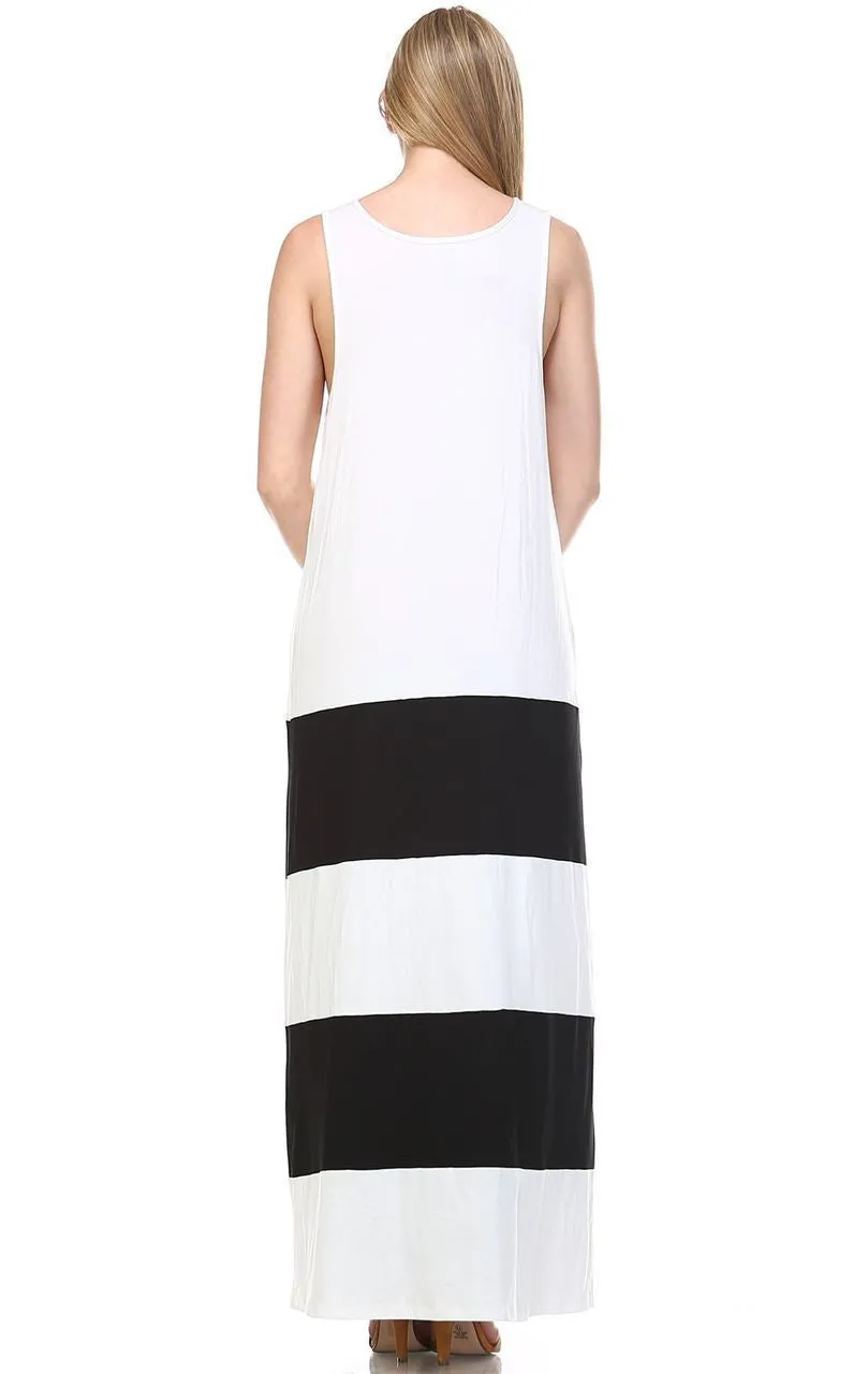 Racerback Maxi Dress Sleeveless White Black