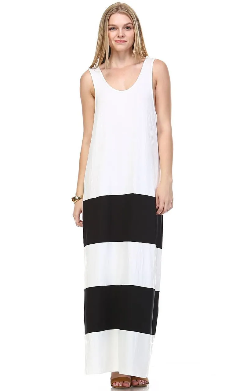 Racerback Maxi Dress Sleeveless White Black