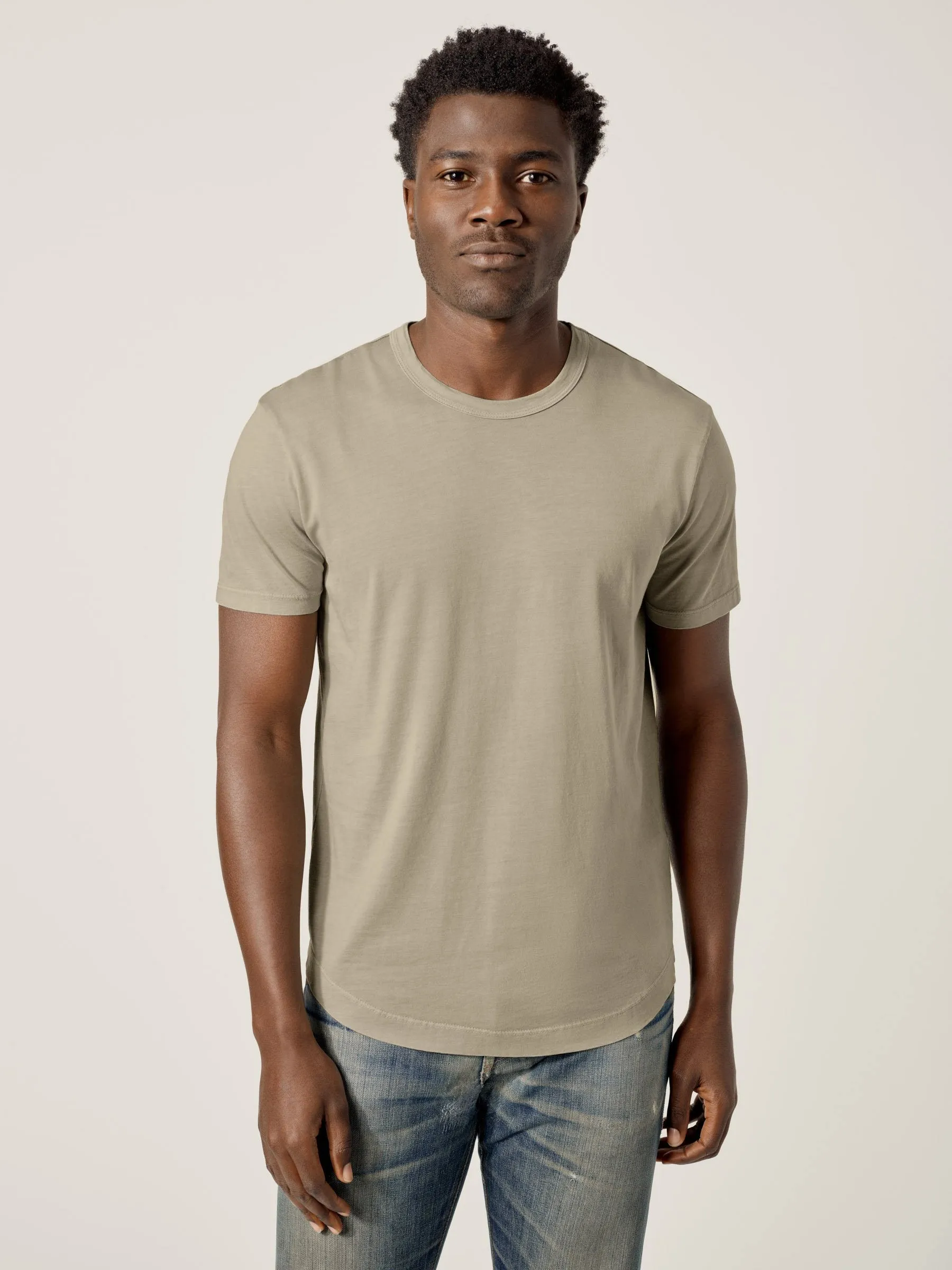 Saddle Venice Wash Slub Curved Hem Tee