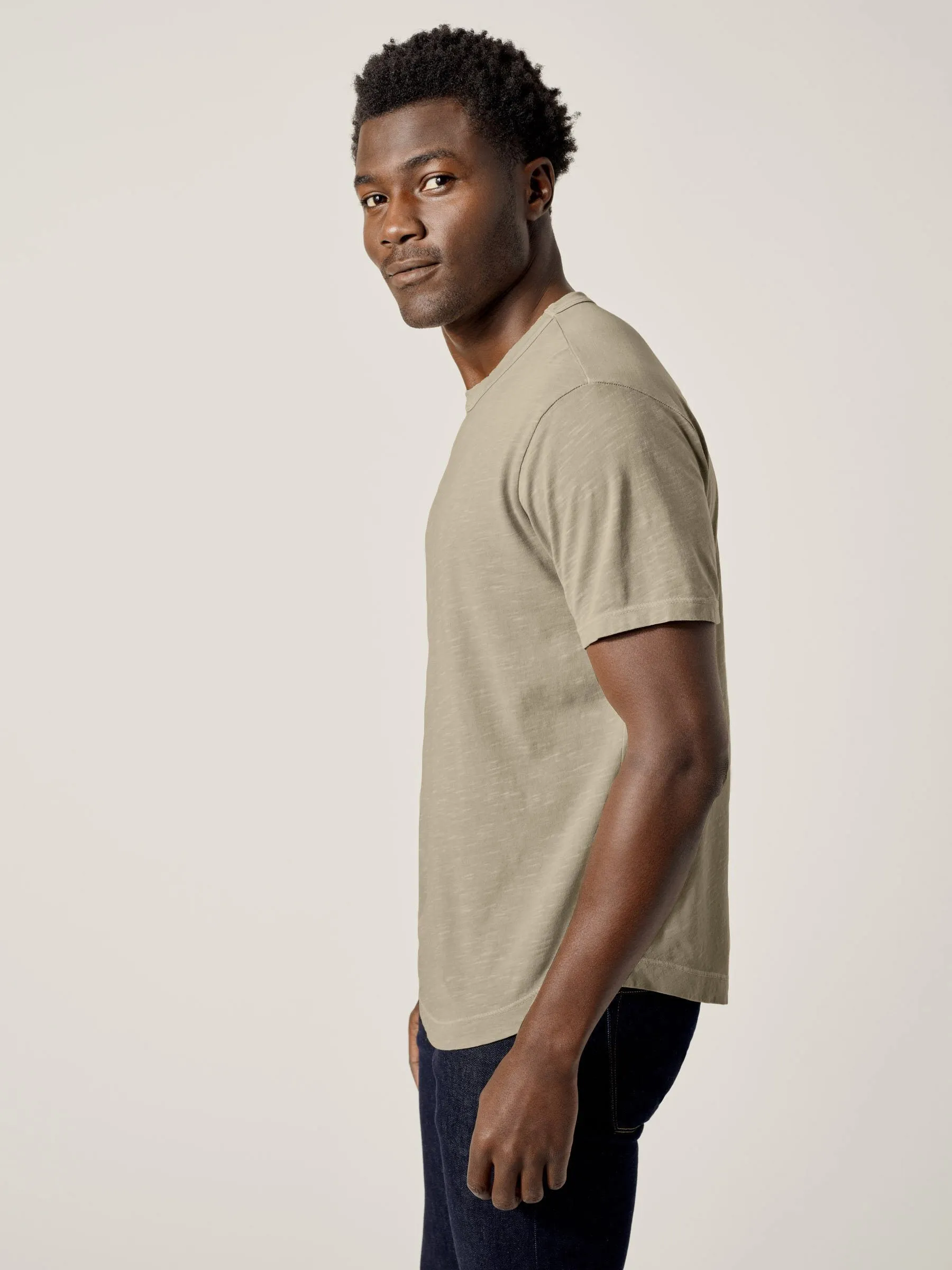 Saddle Venice Wash Slub Curved Hem Tee