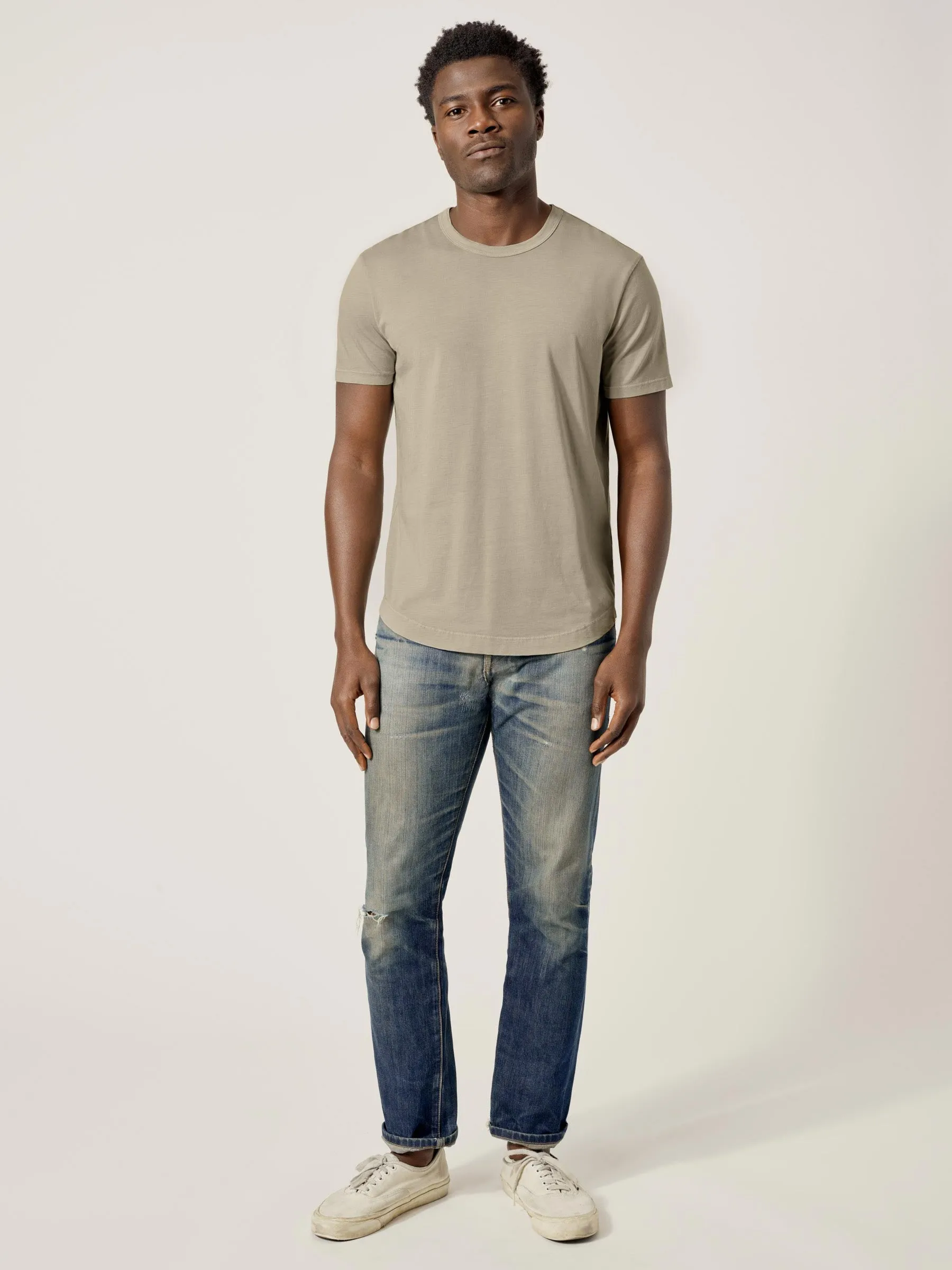 Saddle Venice Wash Slub Curved Hem Tee