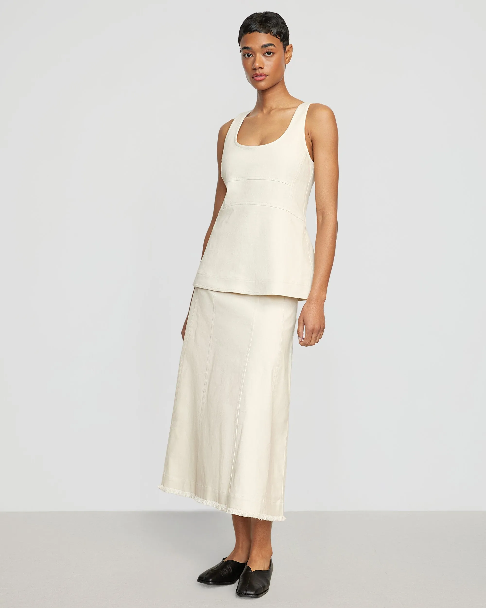 Saskia Front-Seam Cotton Twill Skirt