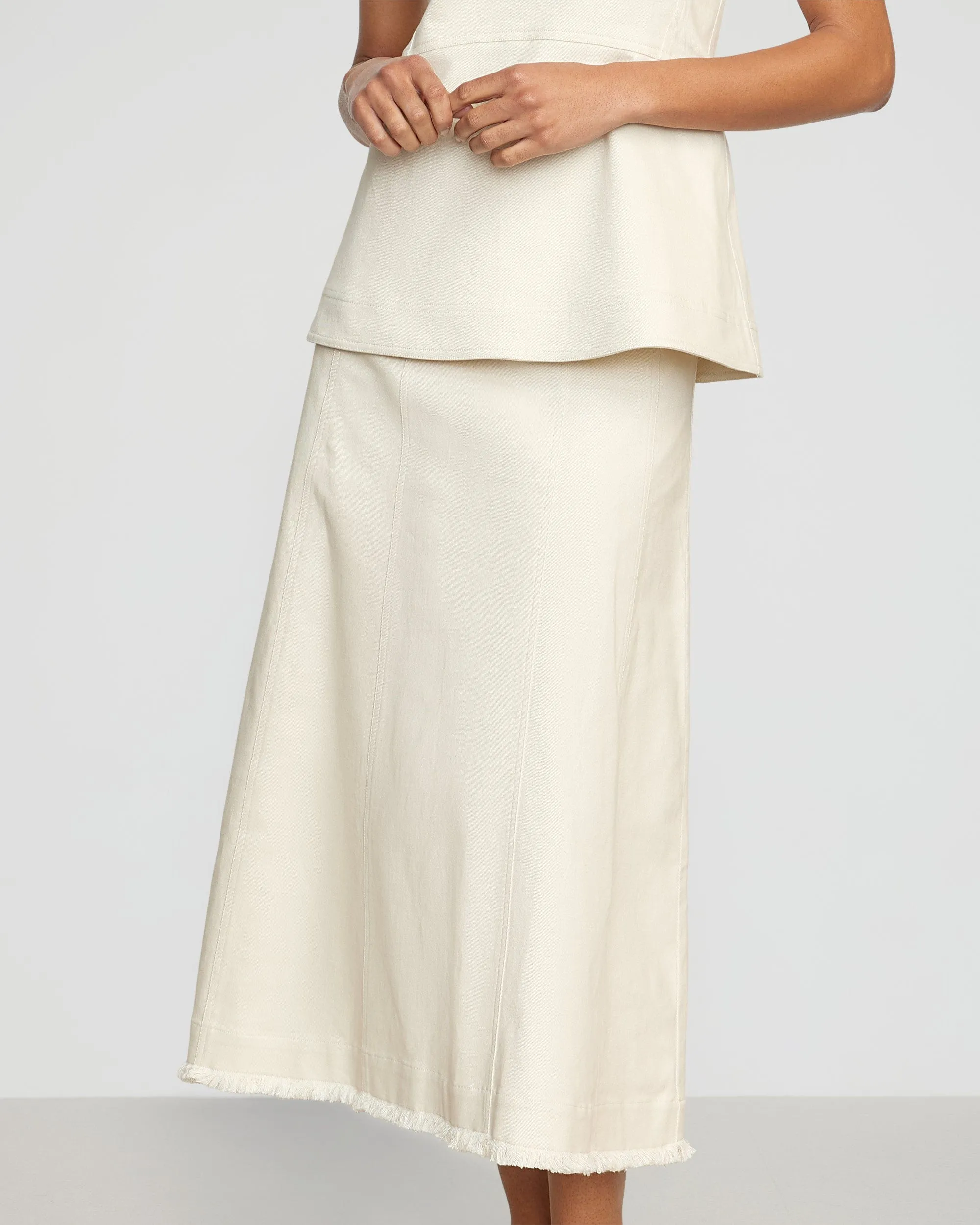 Saskia Front-Seam Cotton Twill Skirt