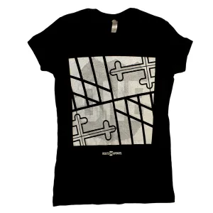 Sideways Maryland Flag Square (Chrome on Black) / Ladies Shirt