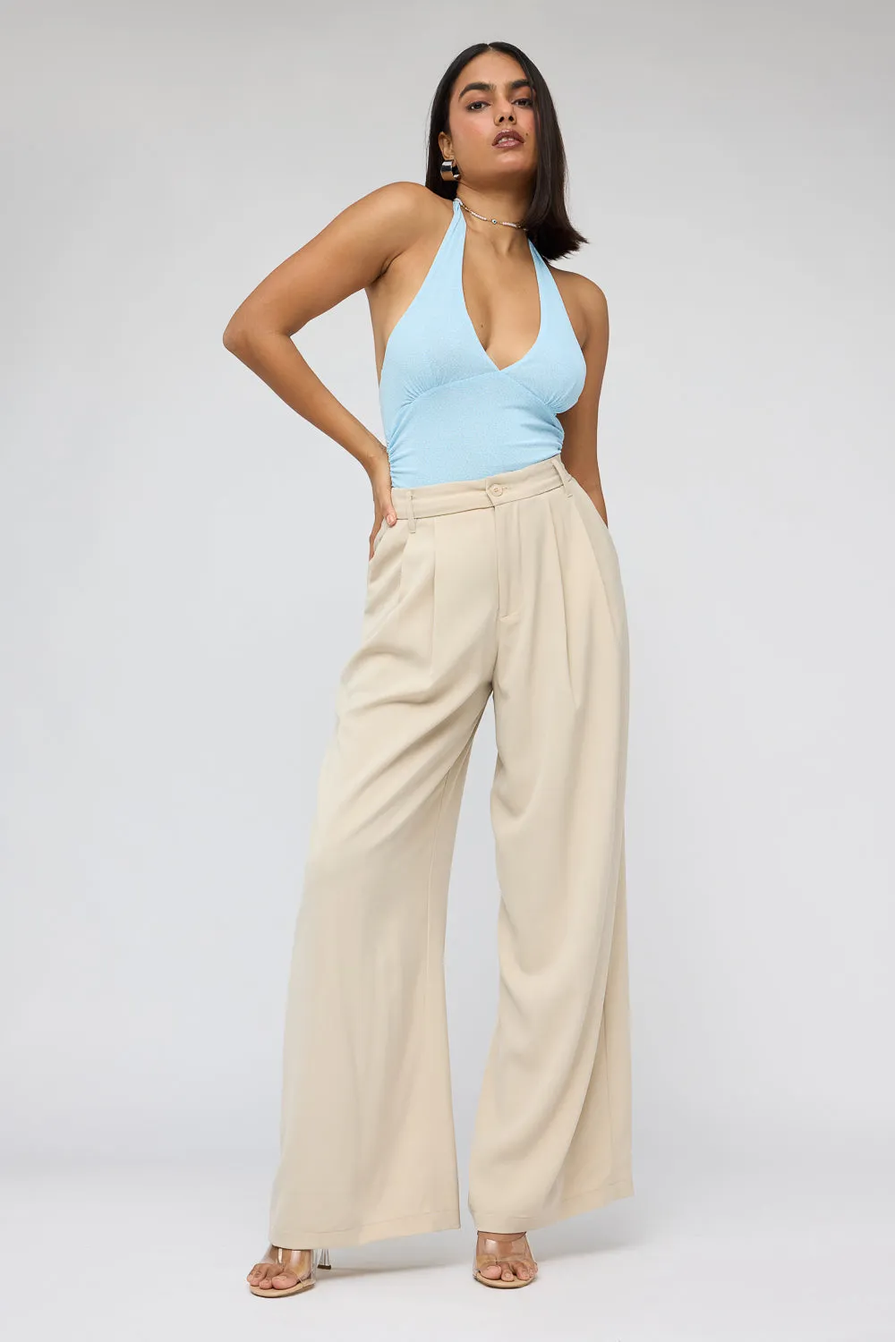 Soft Caramel Super Flared Korean Pants