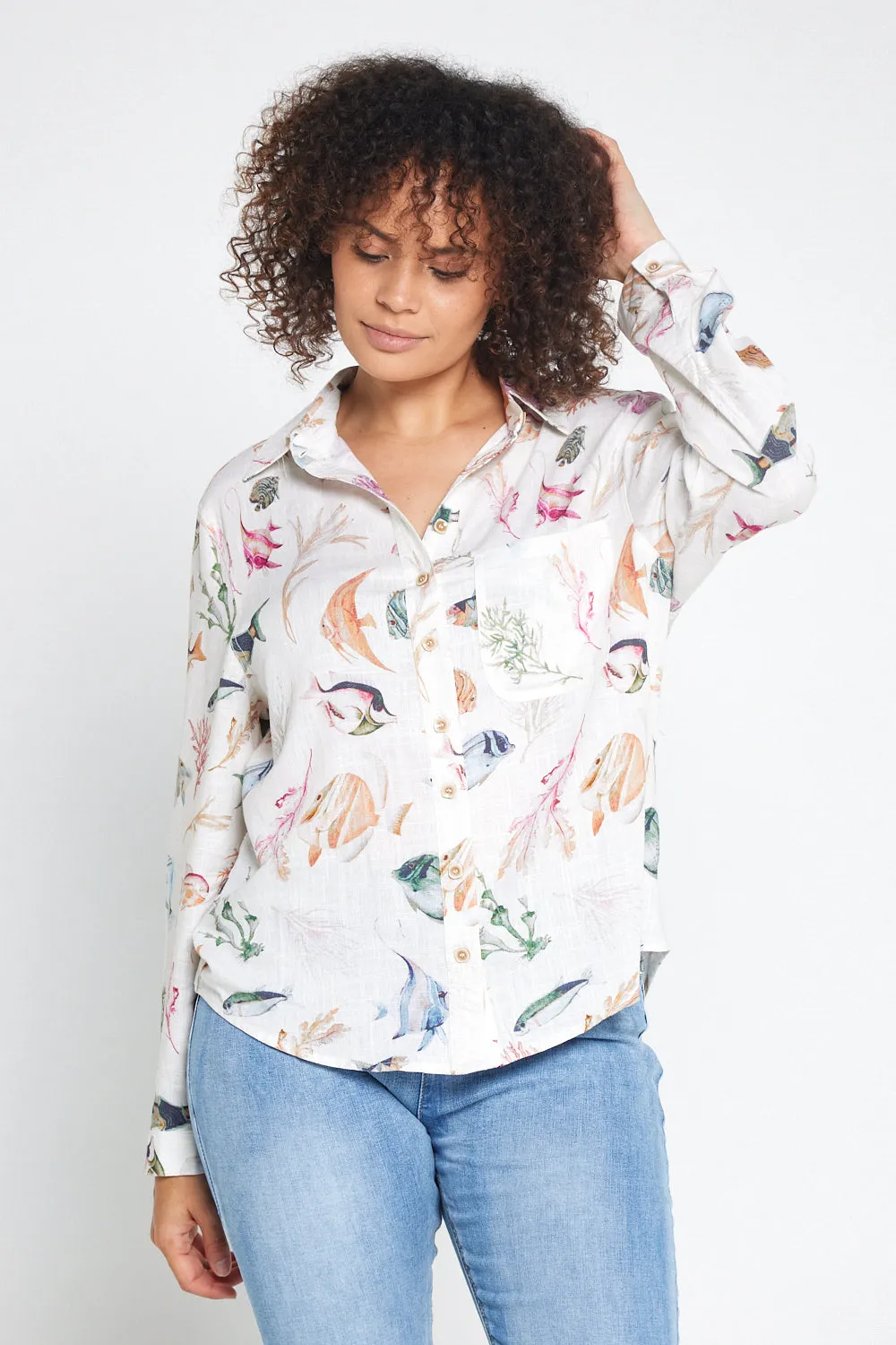 Vacation Linen Shirt - Reef Print